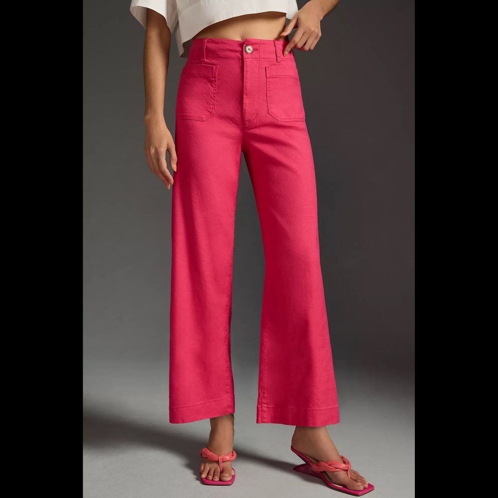 Anthropologie The Colette Cropped Wide-Leg Pants by Maeve: Linen Edition